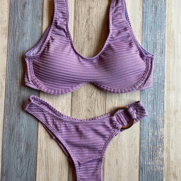 Purple Ribbed Bikini Set - Picture 1 of 1